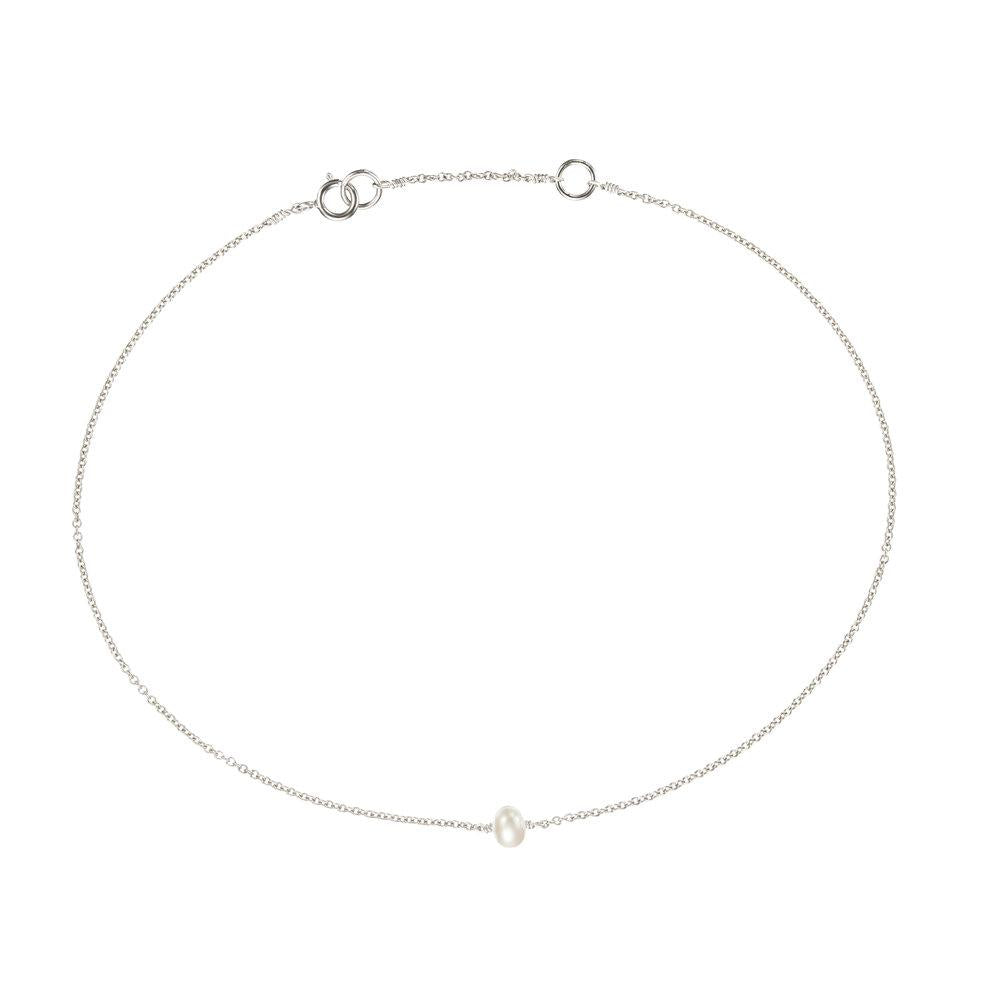 White Gold Small Pearl Anklet