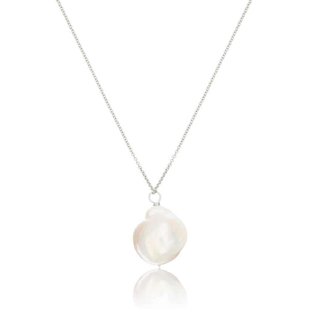 Silver Extra Large Baroque Pearl Necklace