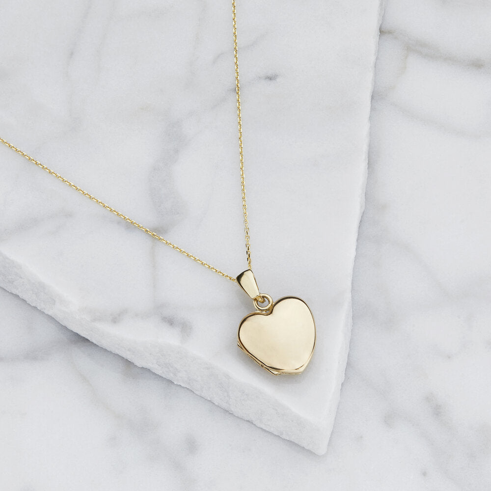 Solid Gold Small Heart Locket Necklace