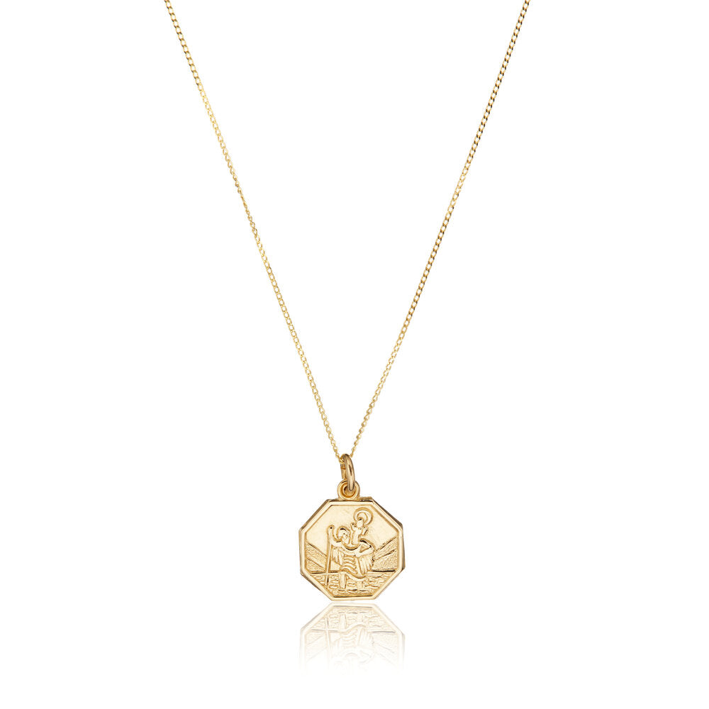 Solid Small Octagonal St Christopher Necklace