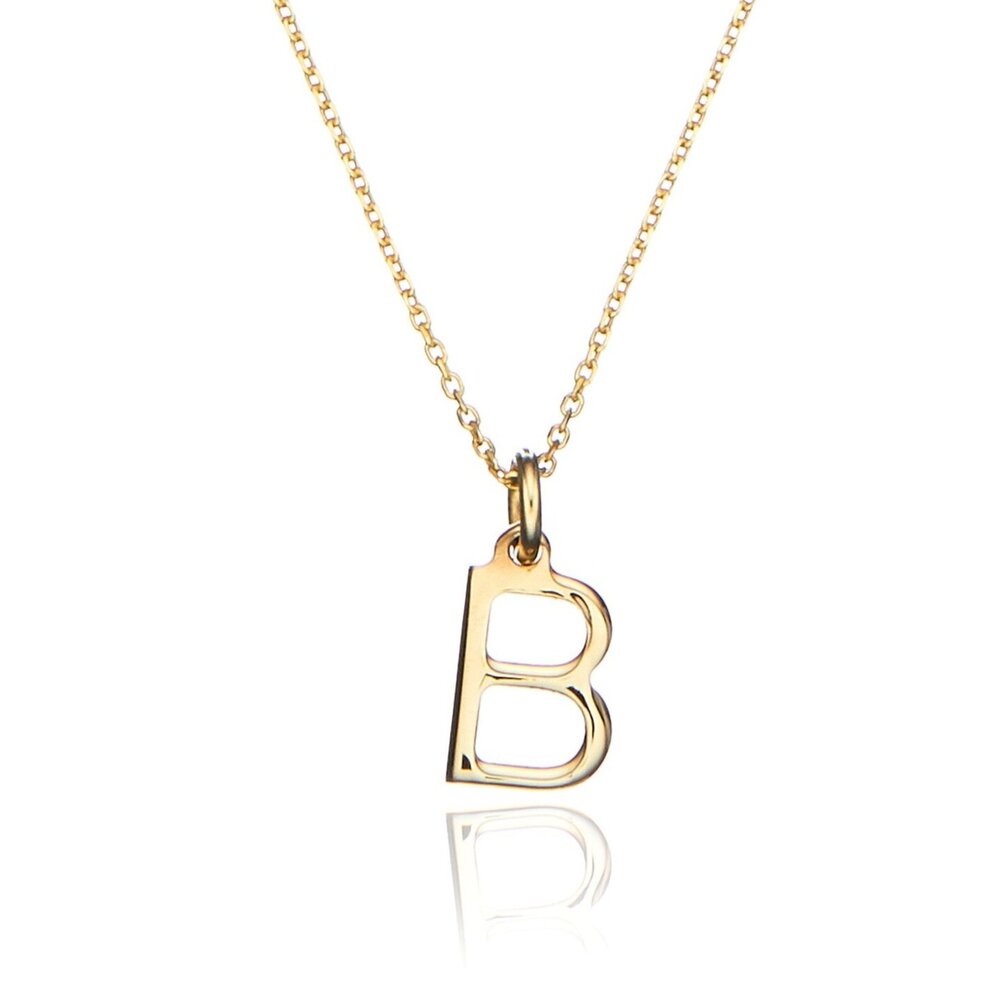 Solid Gold Initial Letter Necklace