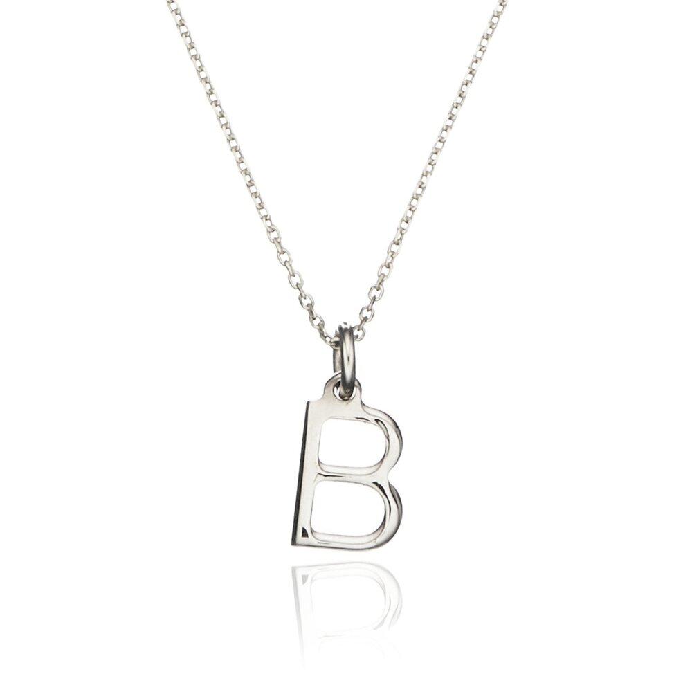 Solid White Gold Initial Letter Necklace