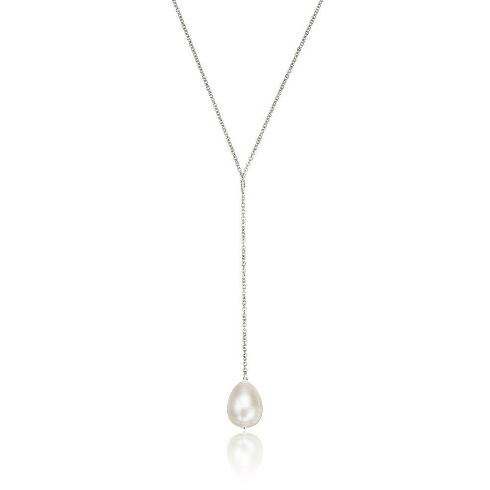 Large Pearl Lariat Necklace