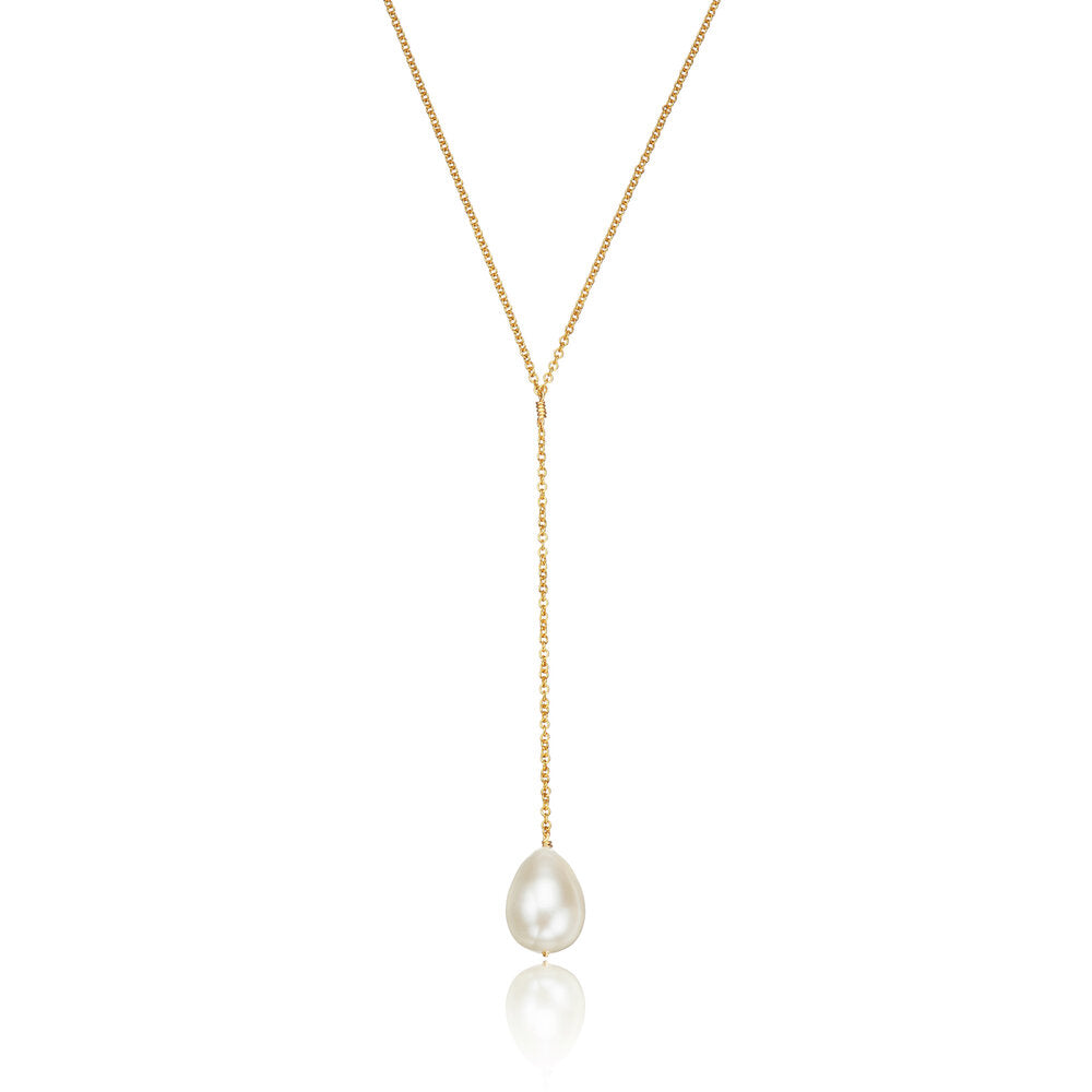 Large Pearl Lariat Necklace