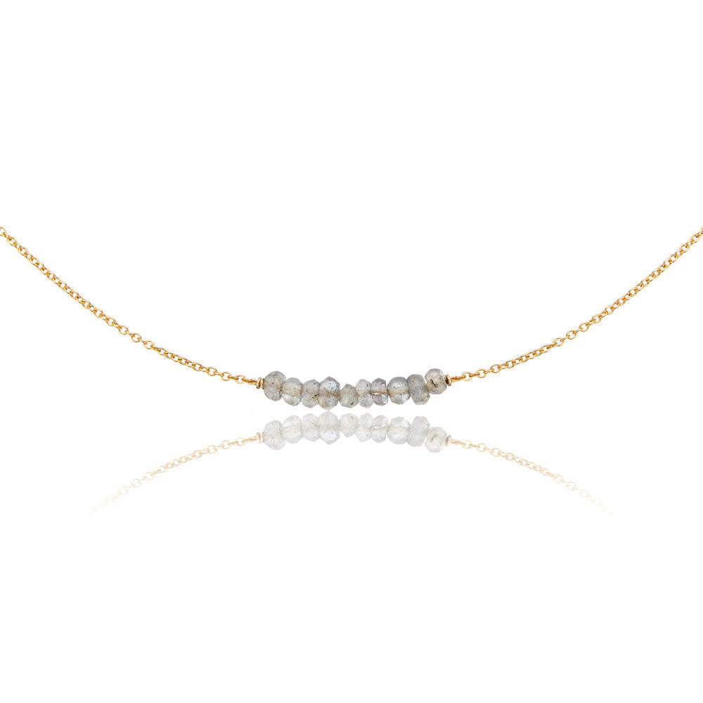Gold labradorite gemstone cluster choker on a white background