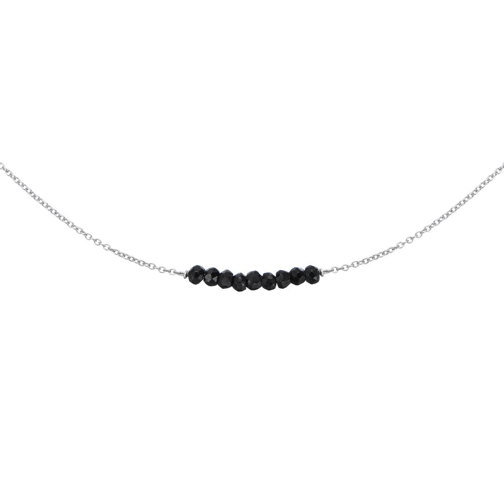 Silver spinel gemstone cluster choker on a white background
