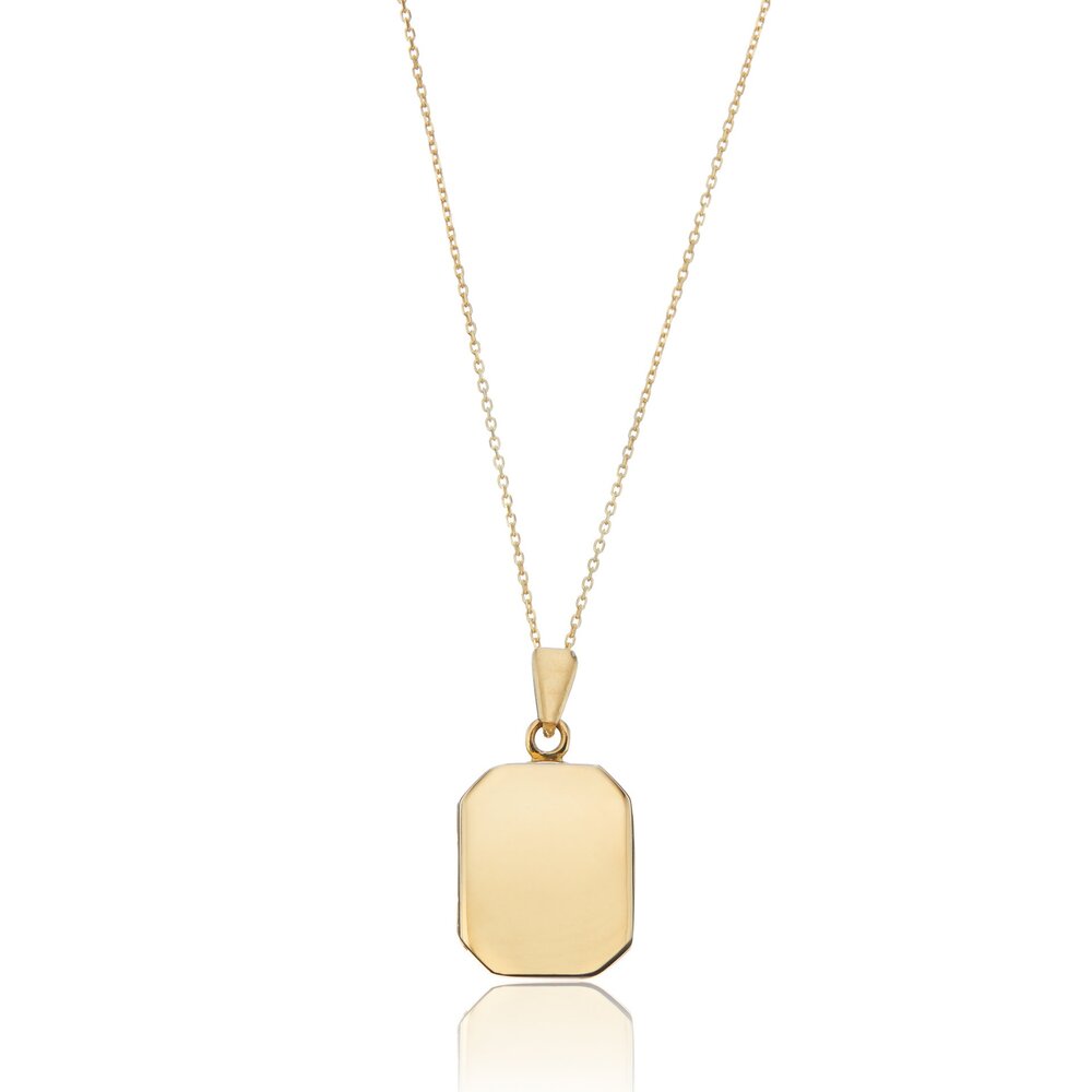 Solid Gold Small Square Locket Necklace