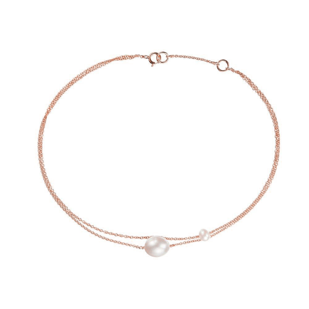 Rose Gold Layered Large Small Pearl Anklet
