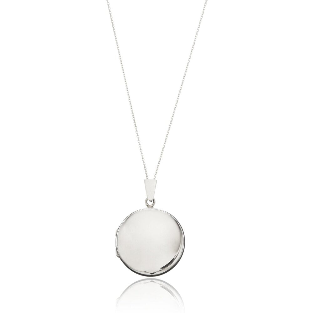 Silver Large Round Locket Necklace