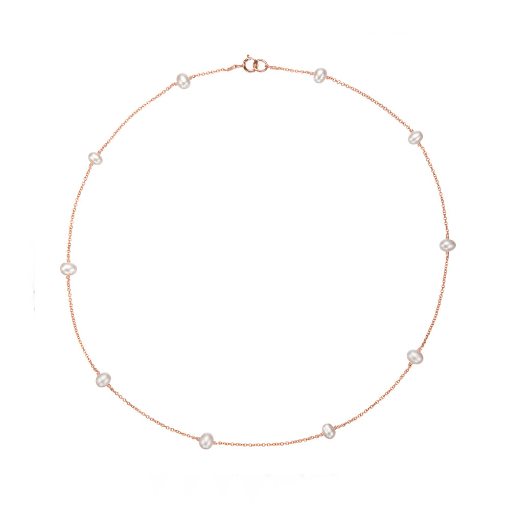 Rose Gold Ten Pearl Choker