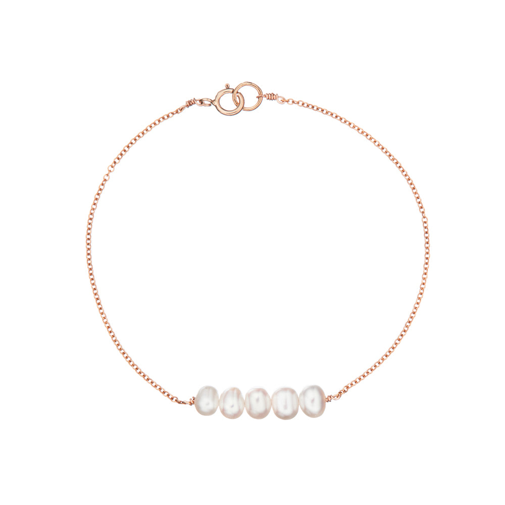 Rose Gold Pearl Cluster Bracelet