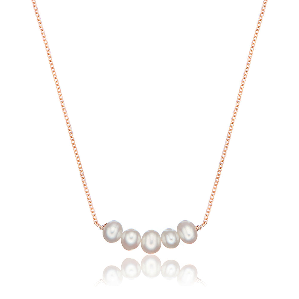 Rose Gold Pearl Cluster Necklace Lily And Roo