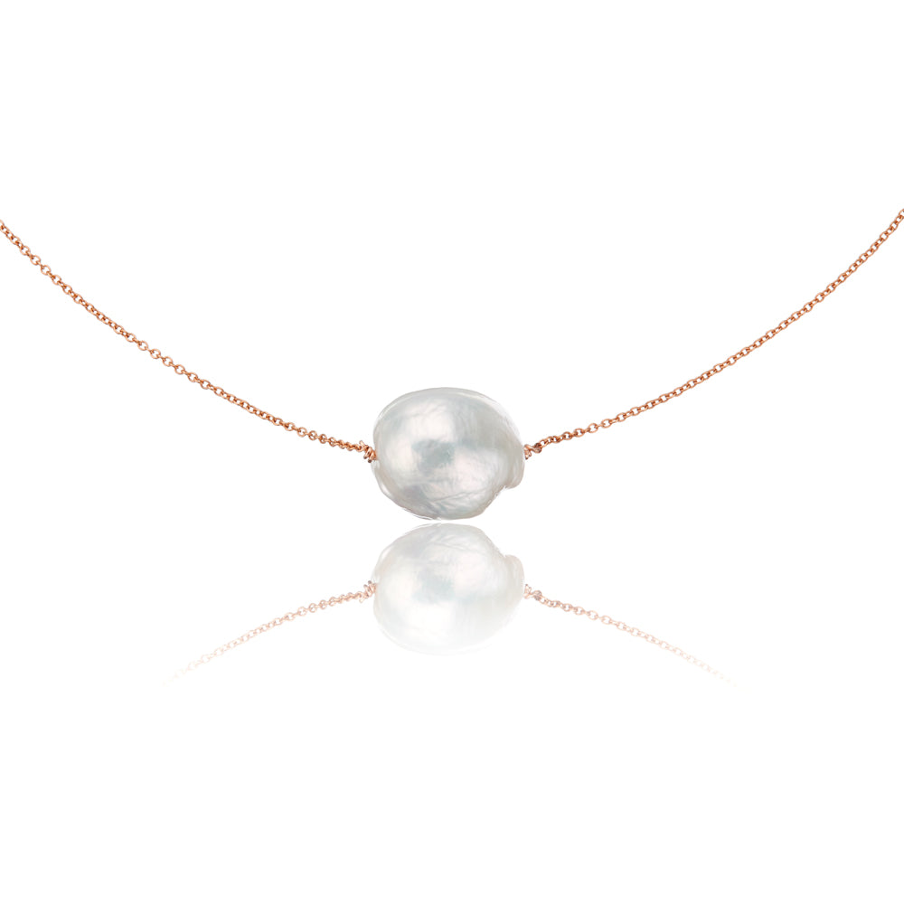 Rose Gold Large Baroque Pearl Choker