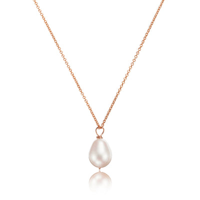 Rose Gold Large Single Pearl Necklace – Lily & Roo