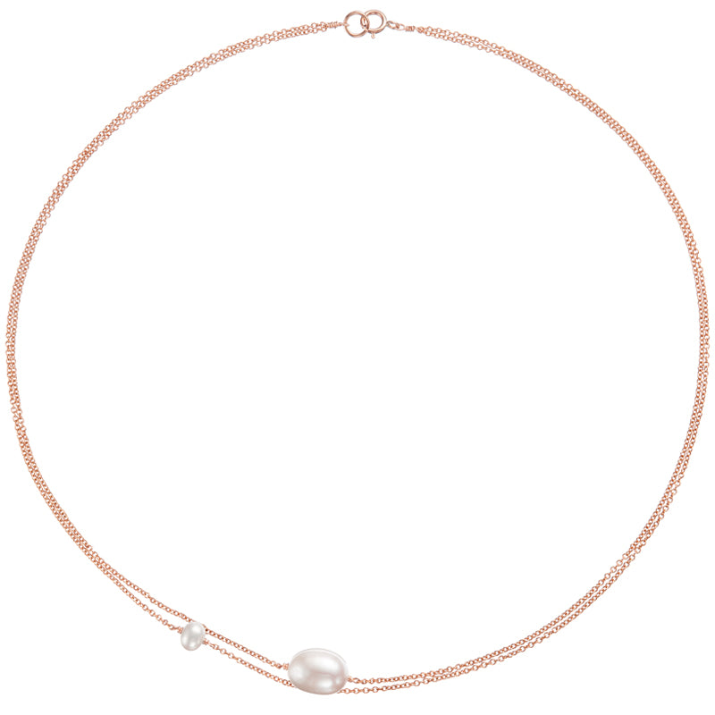 Rose Gold Layered Large Small Pearl Choker