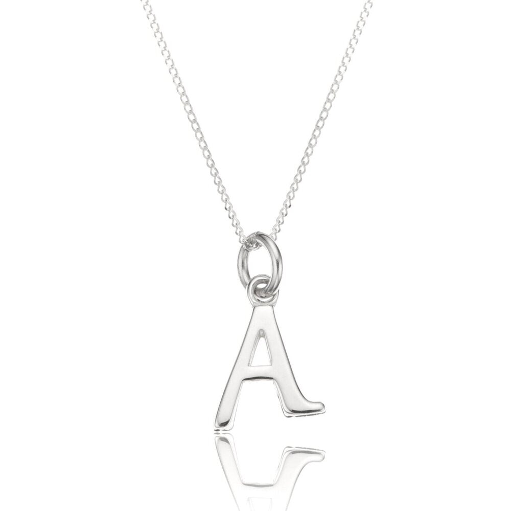Solid White Gold Curve Initial Letter Necklace LILY ROO