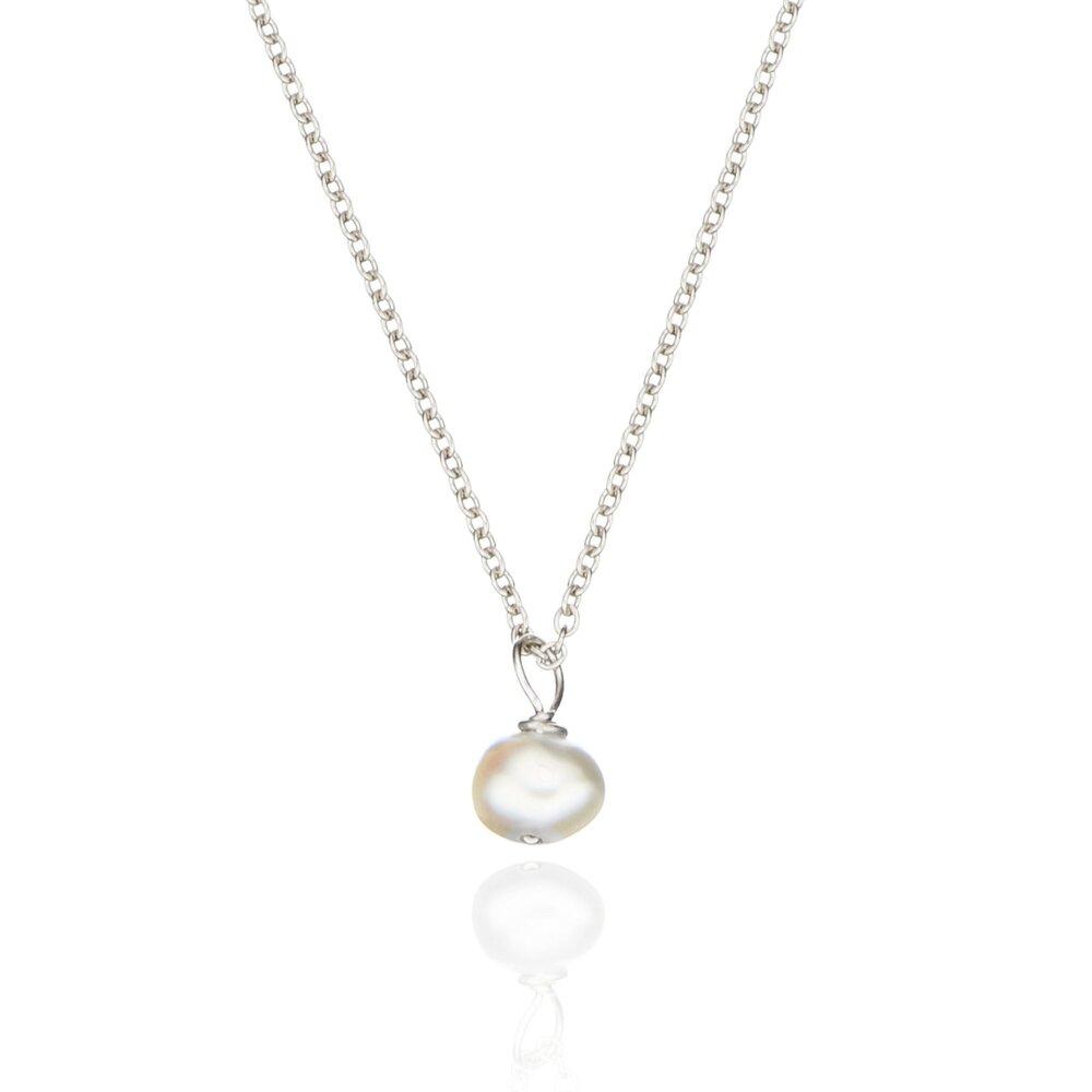 White Gold Single Pearl Necklace