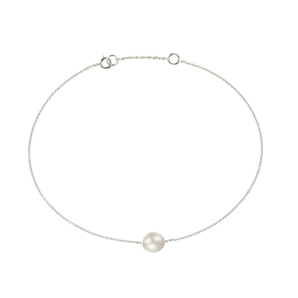 Silver Large Pearl Anklet