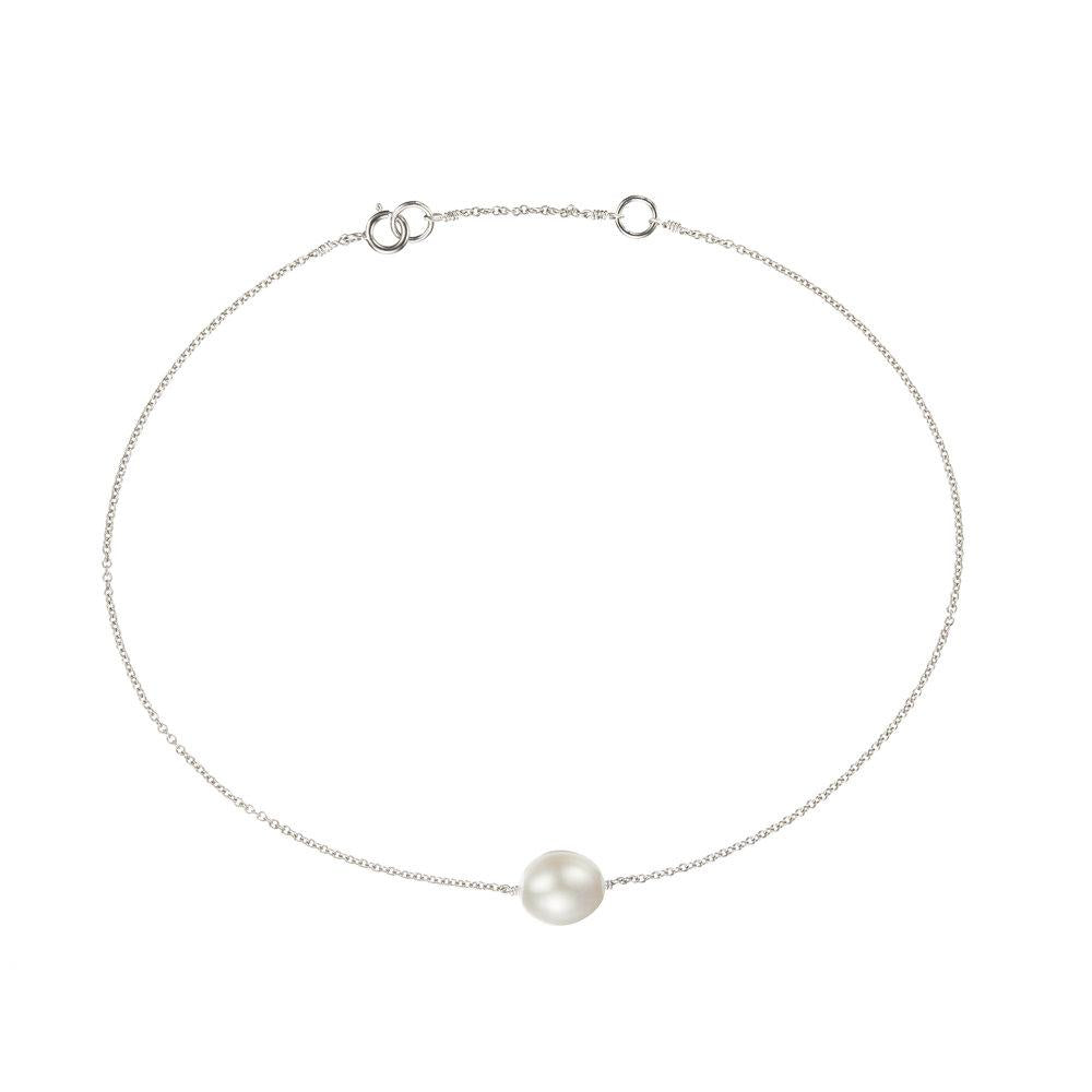 White Gold Large Pearl Anklet