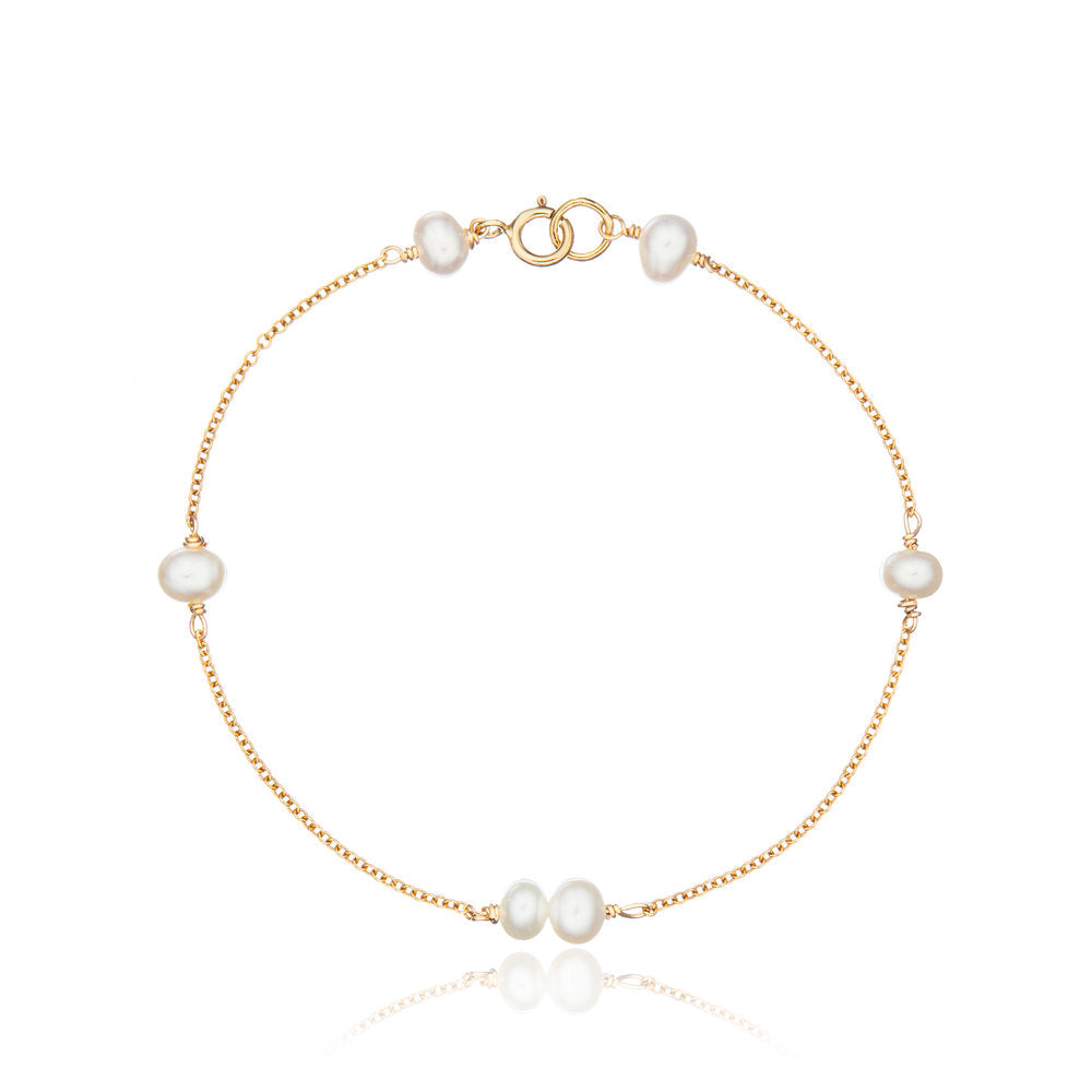Gold Six Pearl Bracelet Lily & Roo