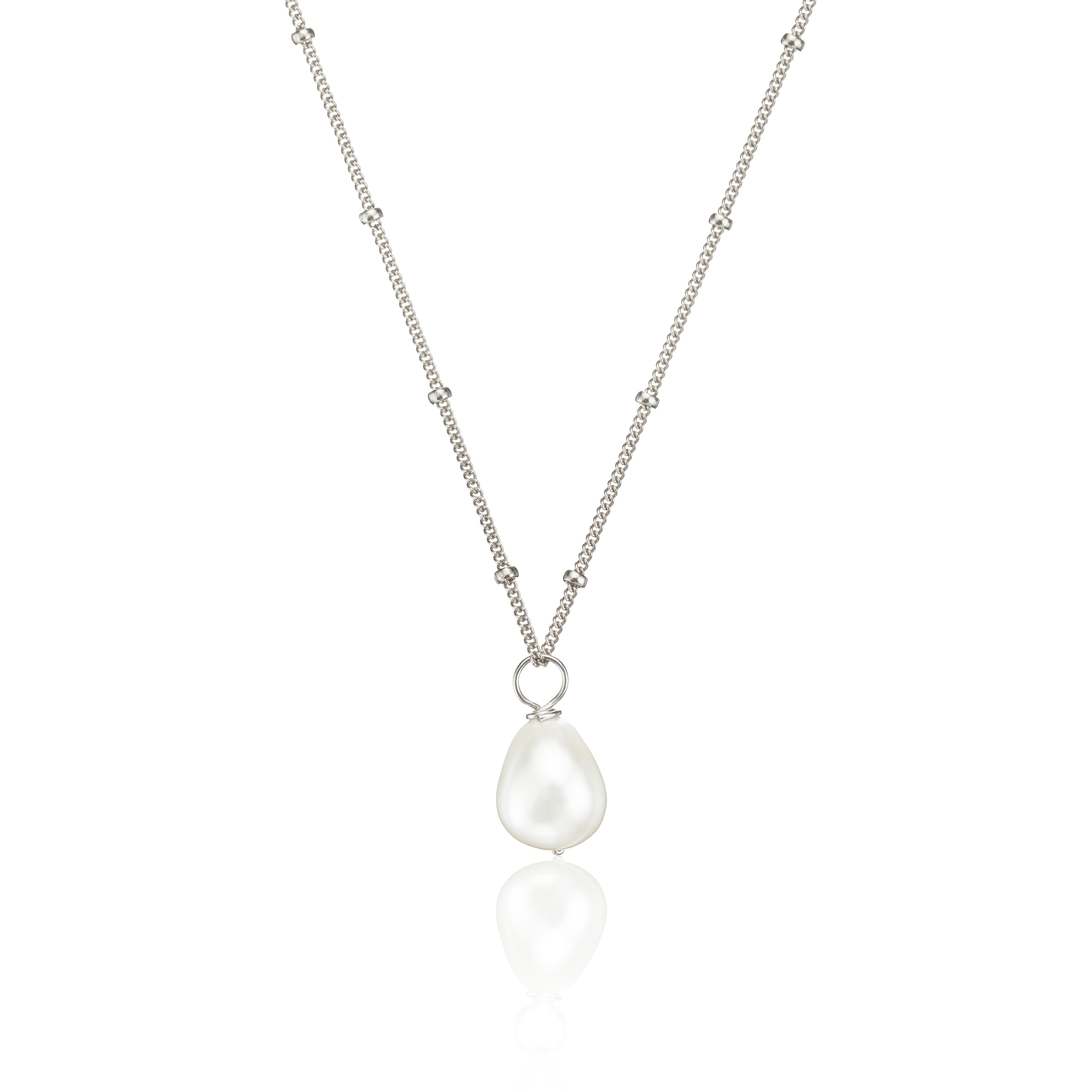 Silver Large Pearl Satellite Necklace
