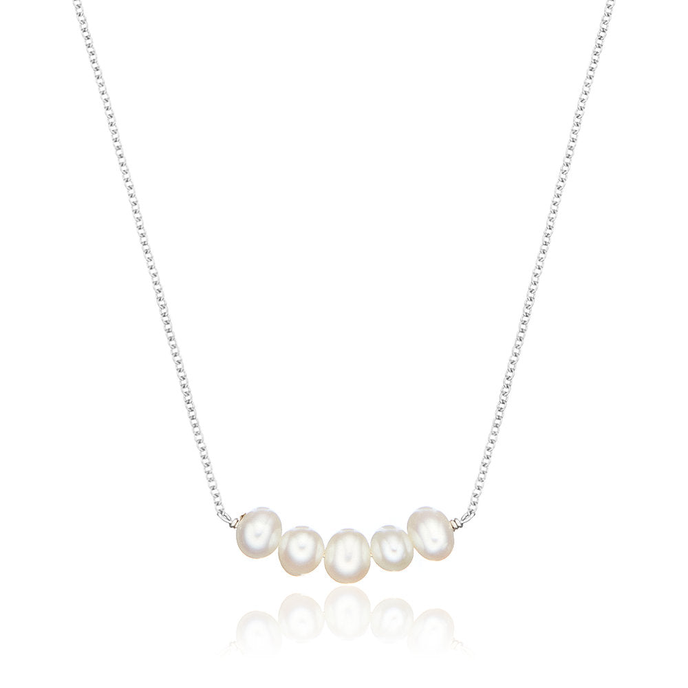 LILY & ROO Silver Pearl Cluster Necklace