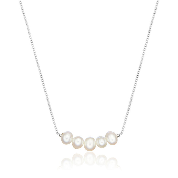LILY & ROO Rose, Silver Or Gold Cluster Pearl Choker Necklace, Silver -  Livingstone Jewellers